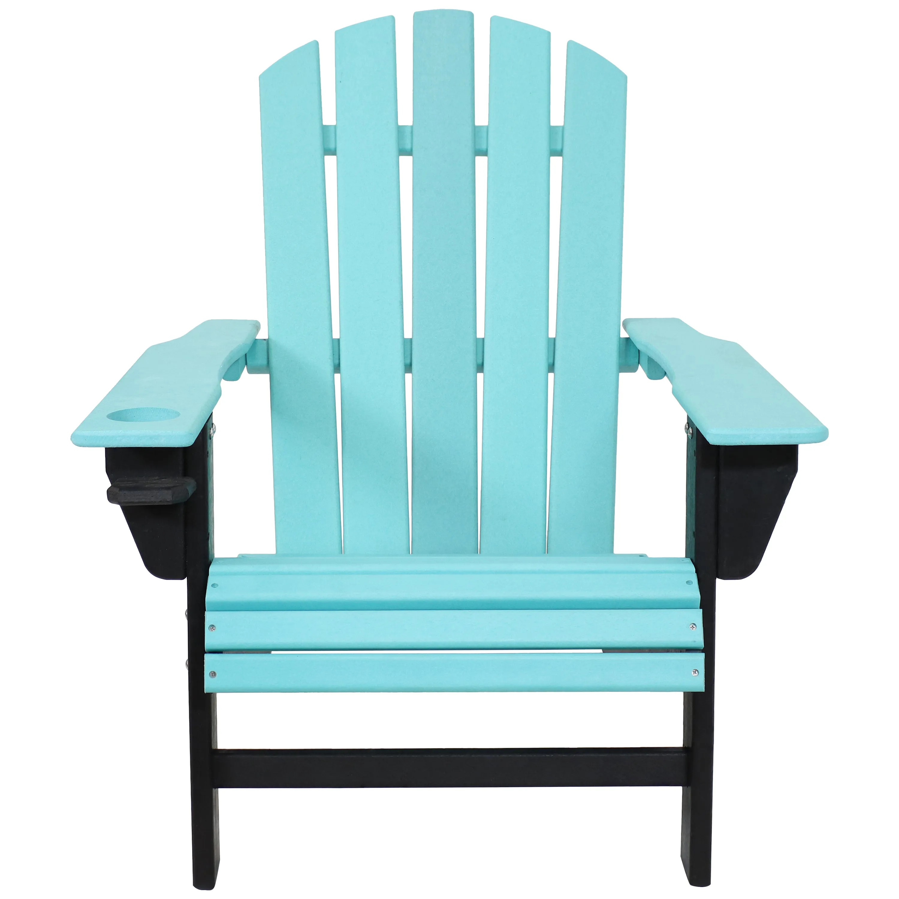 Sunnydaze All-Weather 2-Tone Outdoor Adirondack Chair with Cup Holder