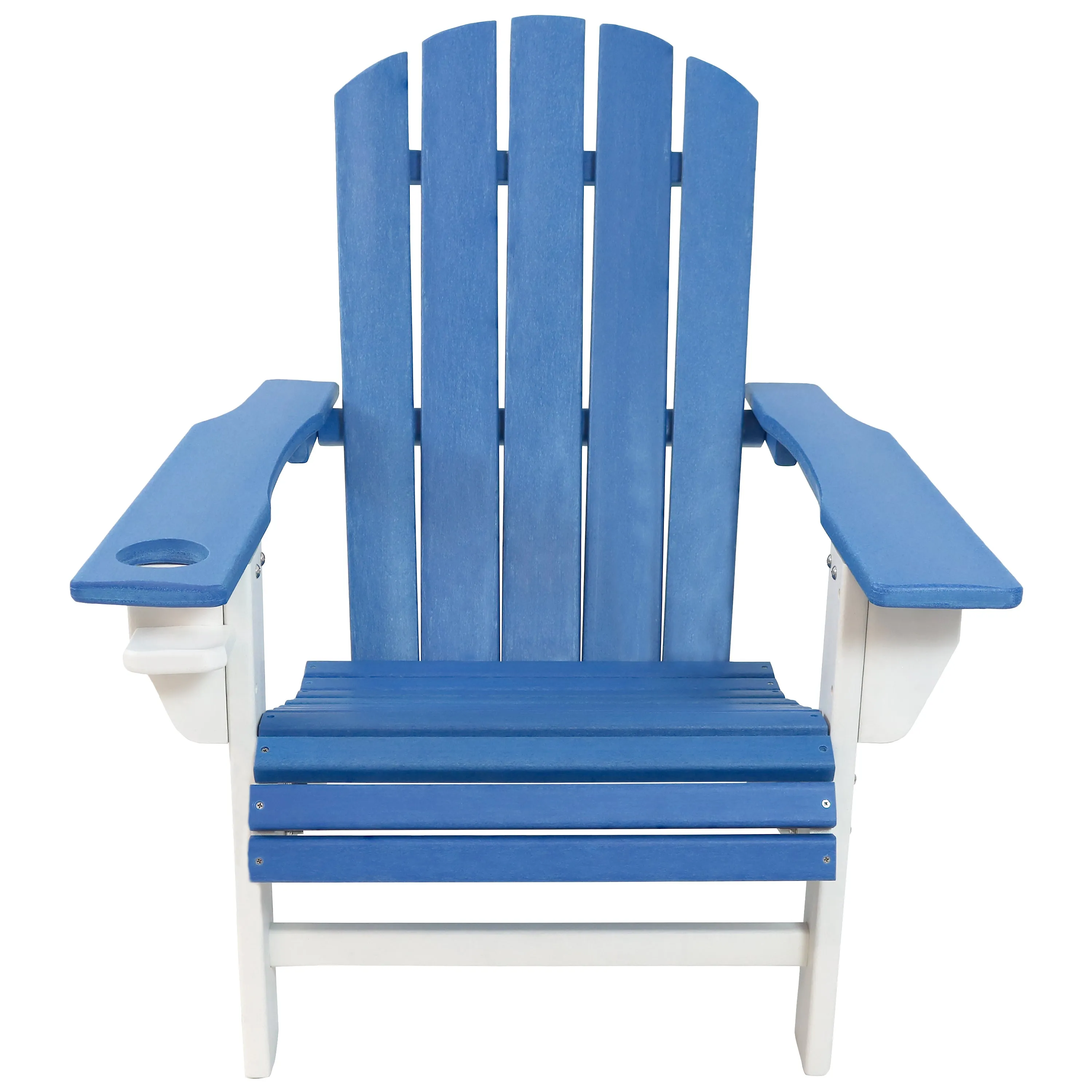 Sunnydaze All-Weather 2-Tone Outdoor Adirondack Chair with Cup Holder