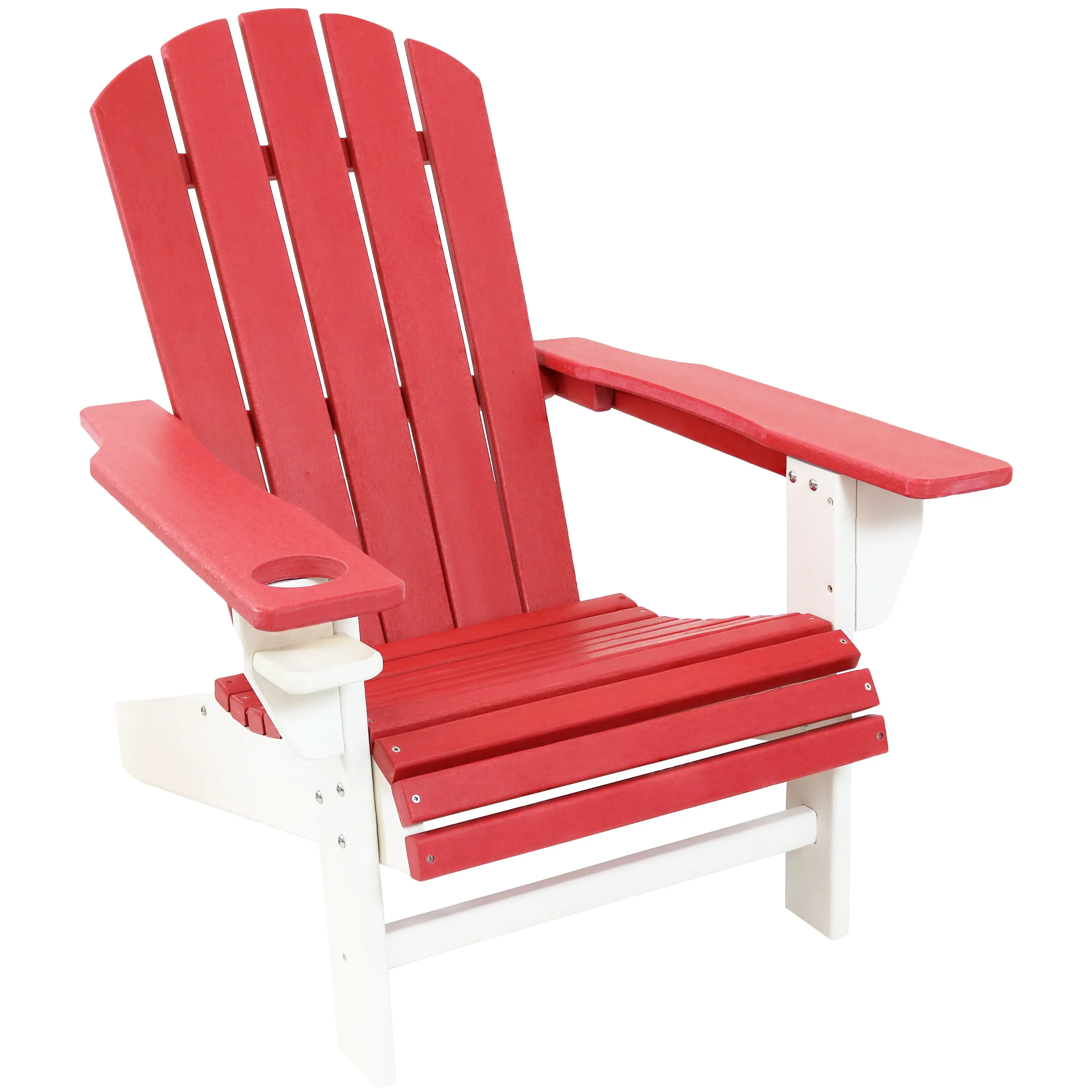 Sunnydaze All-Weather 2-Tone Outdoor Adirondack Chair with Cup Holder