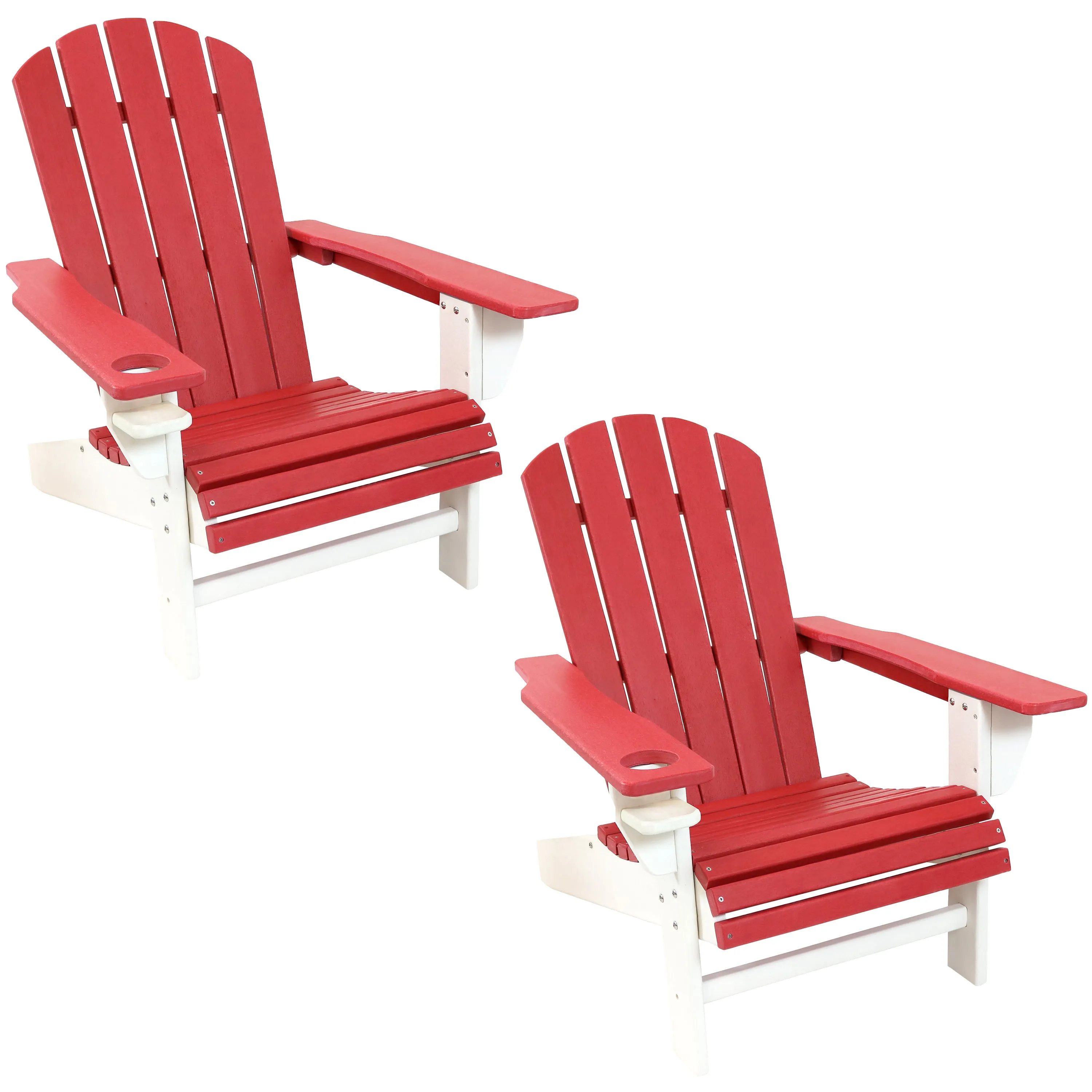 Sunnydaze All-Weather 2-Tone Outdoor Adirondack Chair with Cup Holder