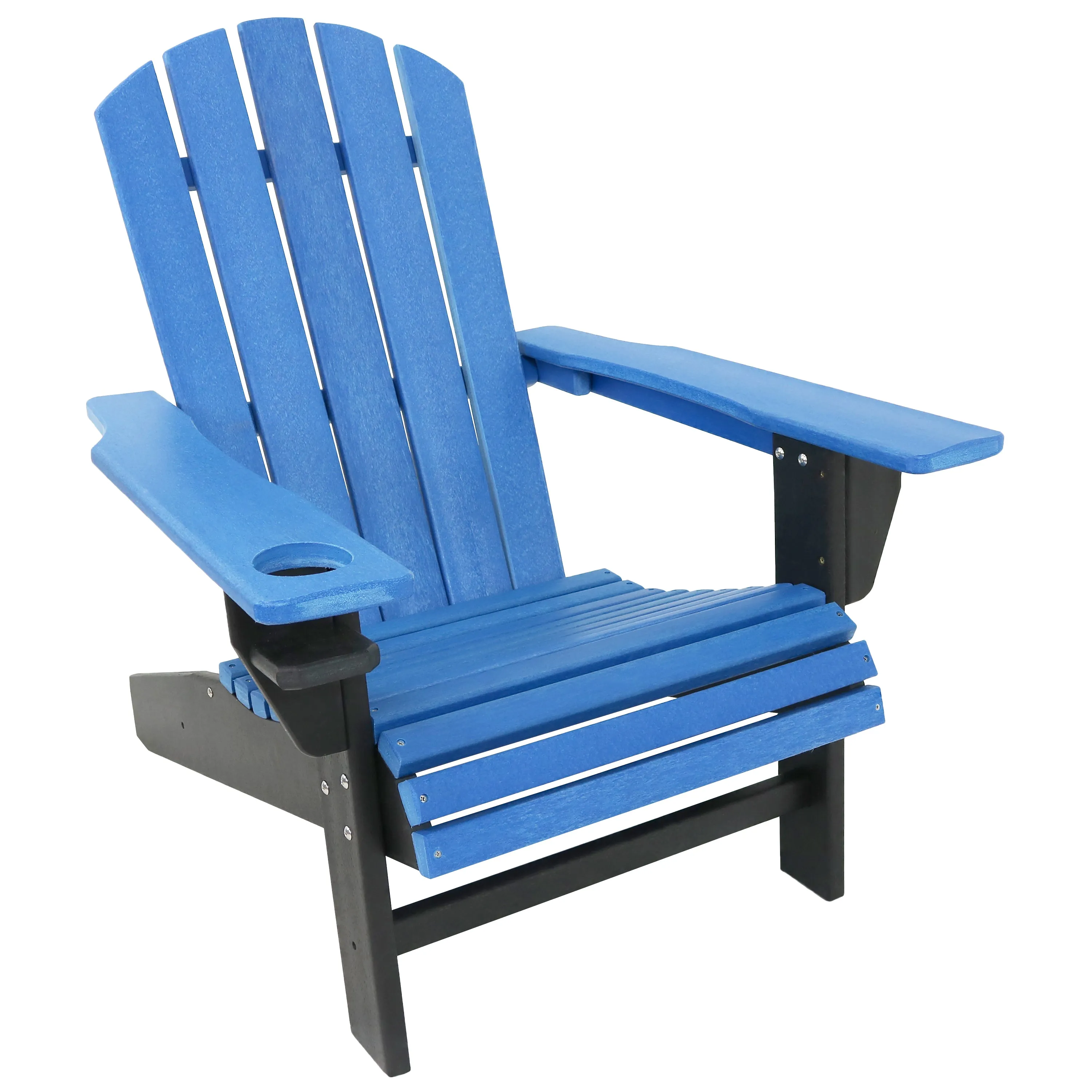 Sunnydaze All-Weather 2-Tone Outdoor Adirondack Chair with Cup Holder