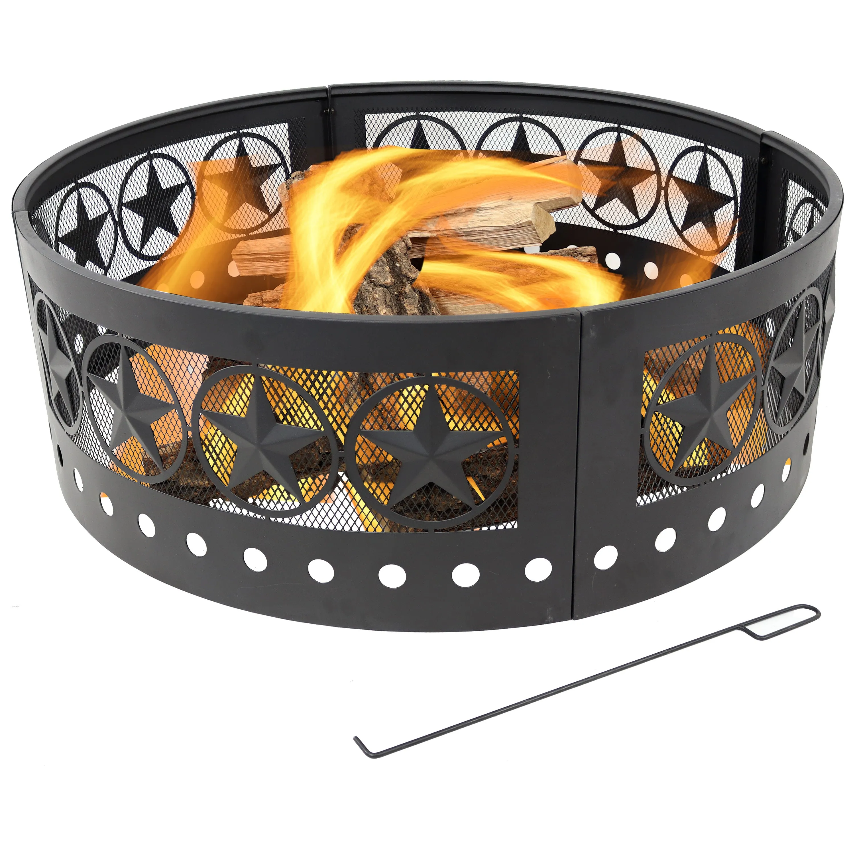 Sunnydaze Heavy-Duty Four Star Campfire Ring - 36" Diameter