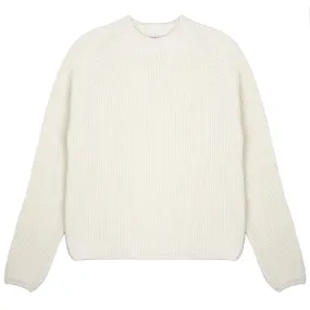 Sunspel Womens Cotton Boxy Crew Neck Sweater Off White