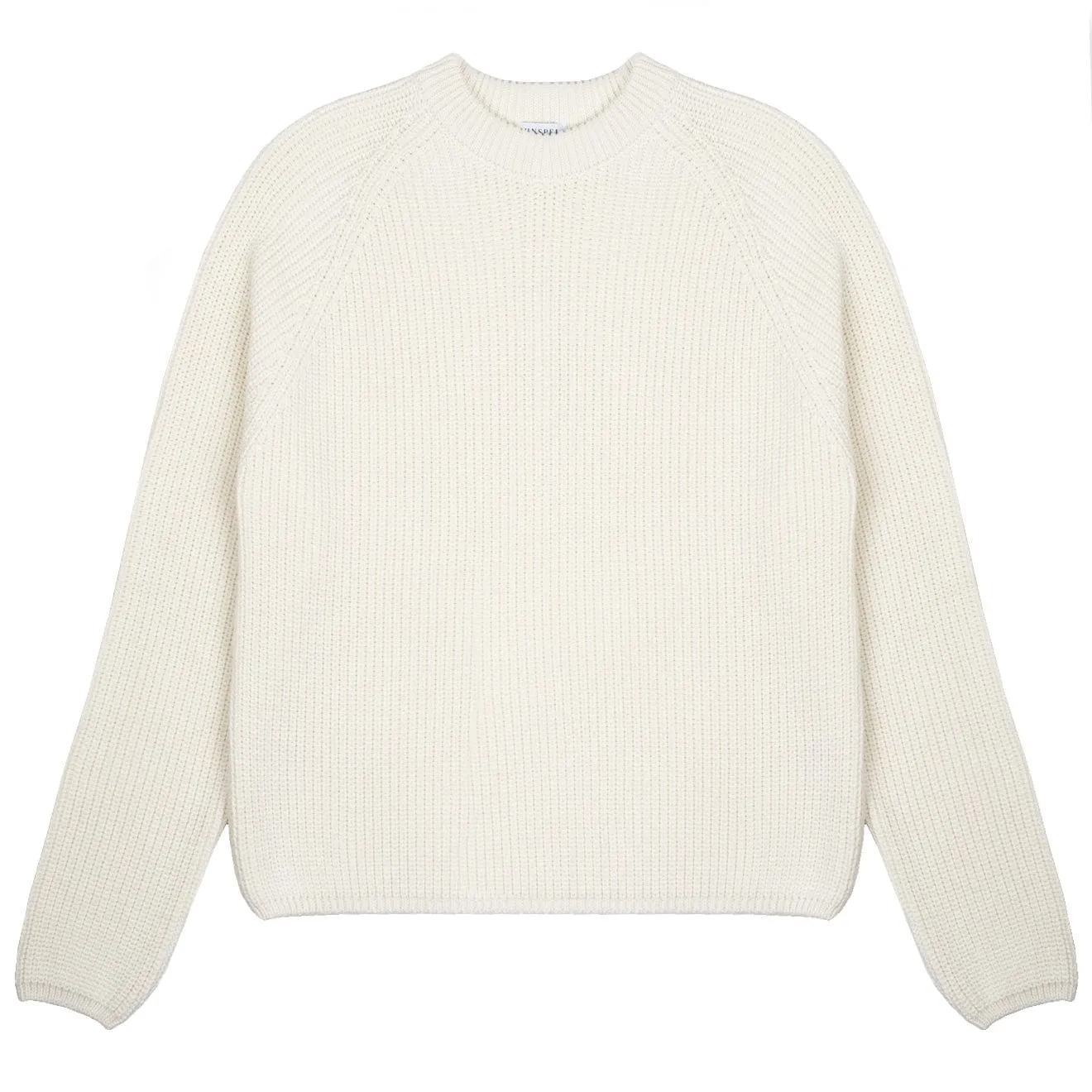 Sunspel Womens Cotton Boxy Crew Neck Sweater Off White