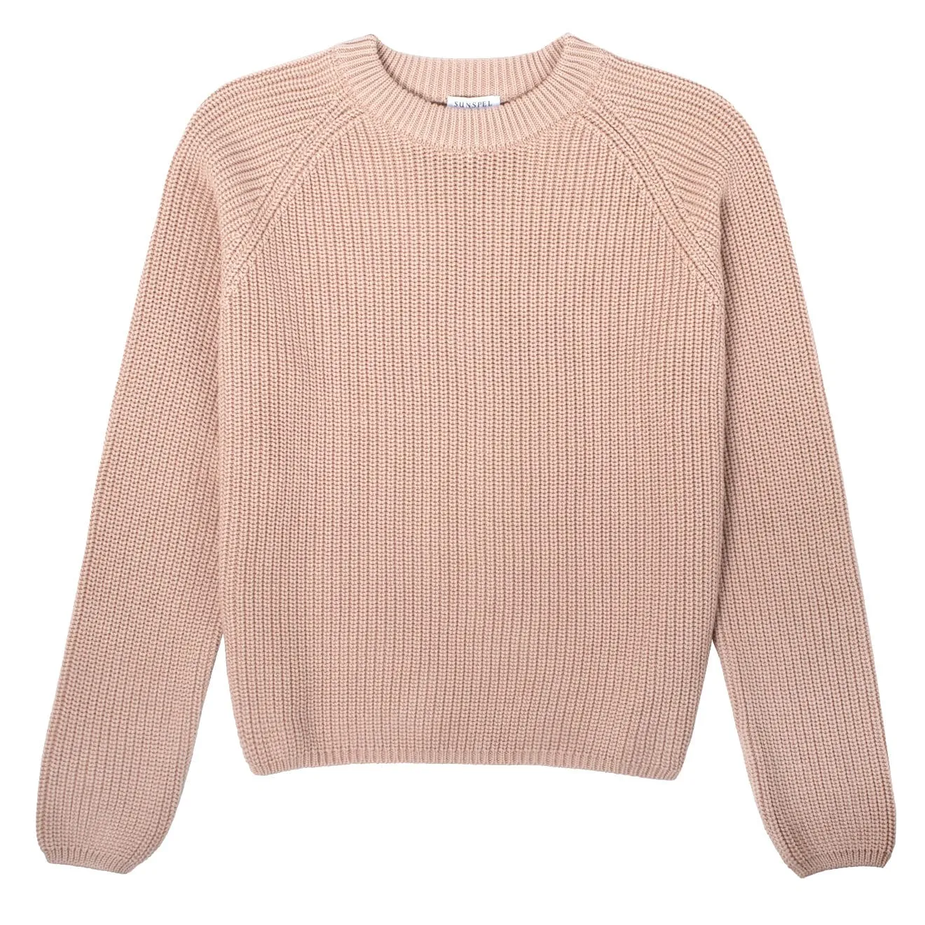 Sunspel Womens Cotton Boxy Crew Neck Sweater Shell Pink