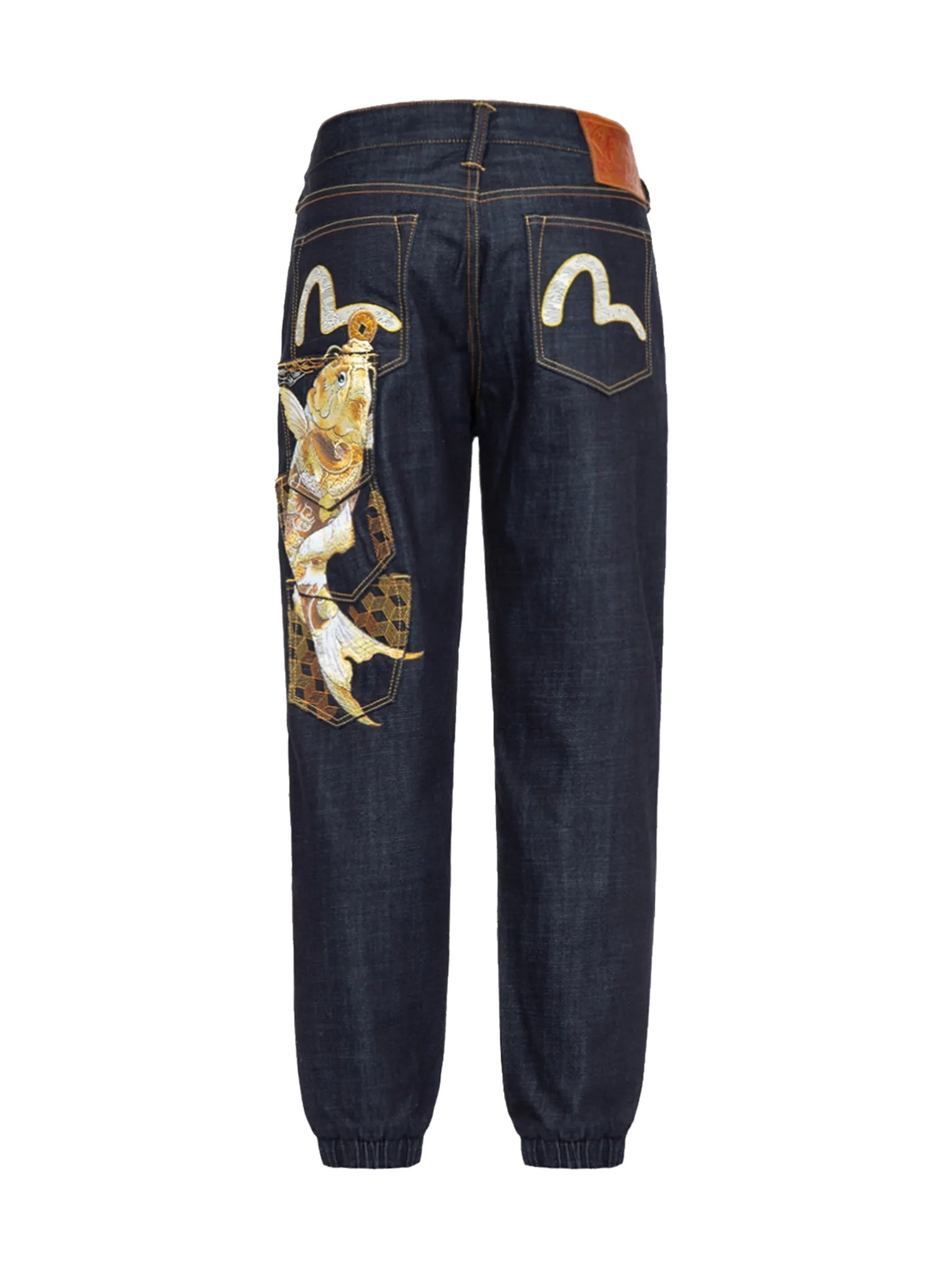 Tattoo Koi Embroidery Multi-Pocket Jogger Pants