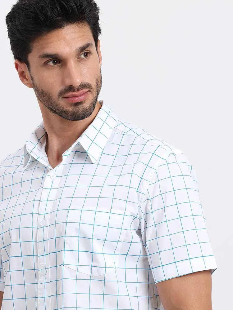 Thin Line Checks Printed Half Sleeve Shirt