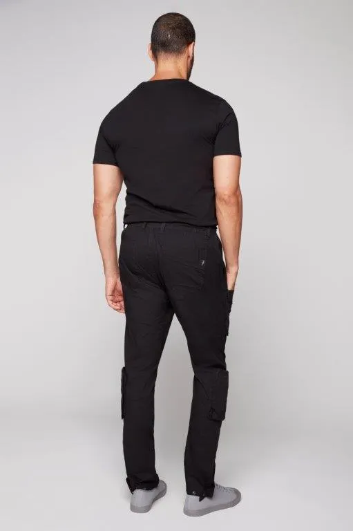 TRAVIS - Utility Cargo Stretch Poplin Pants with Adjustable Hem - Black