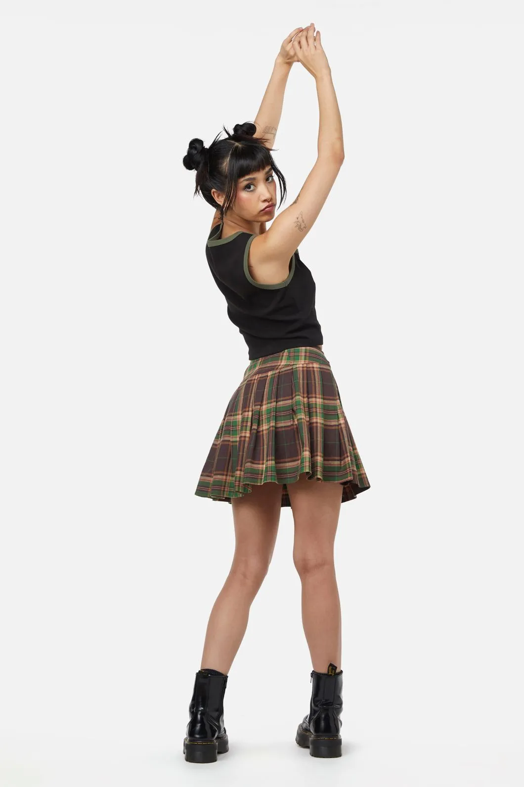 Triassic Tartan Pleated Skirt