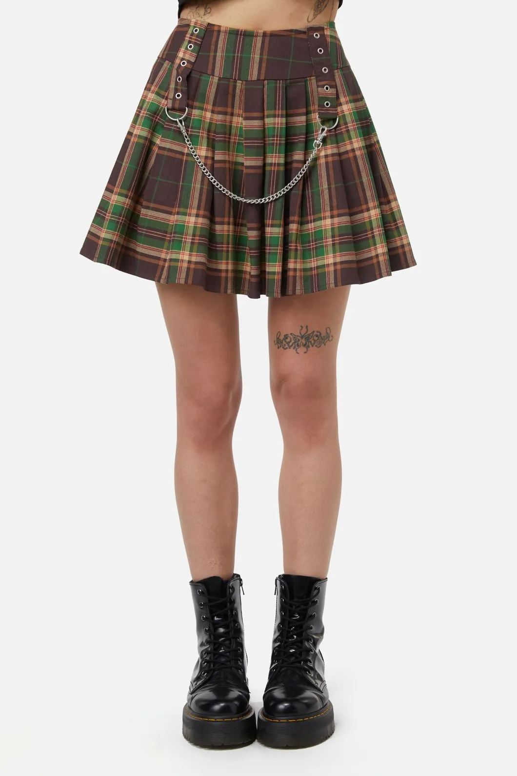 Triassic Tartan Pleated Skirt