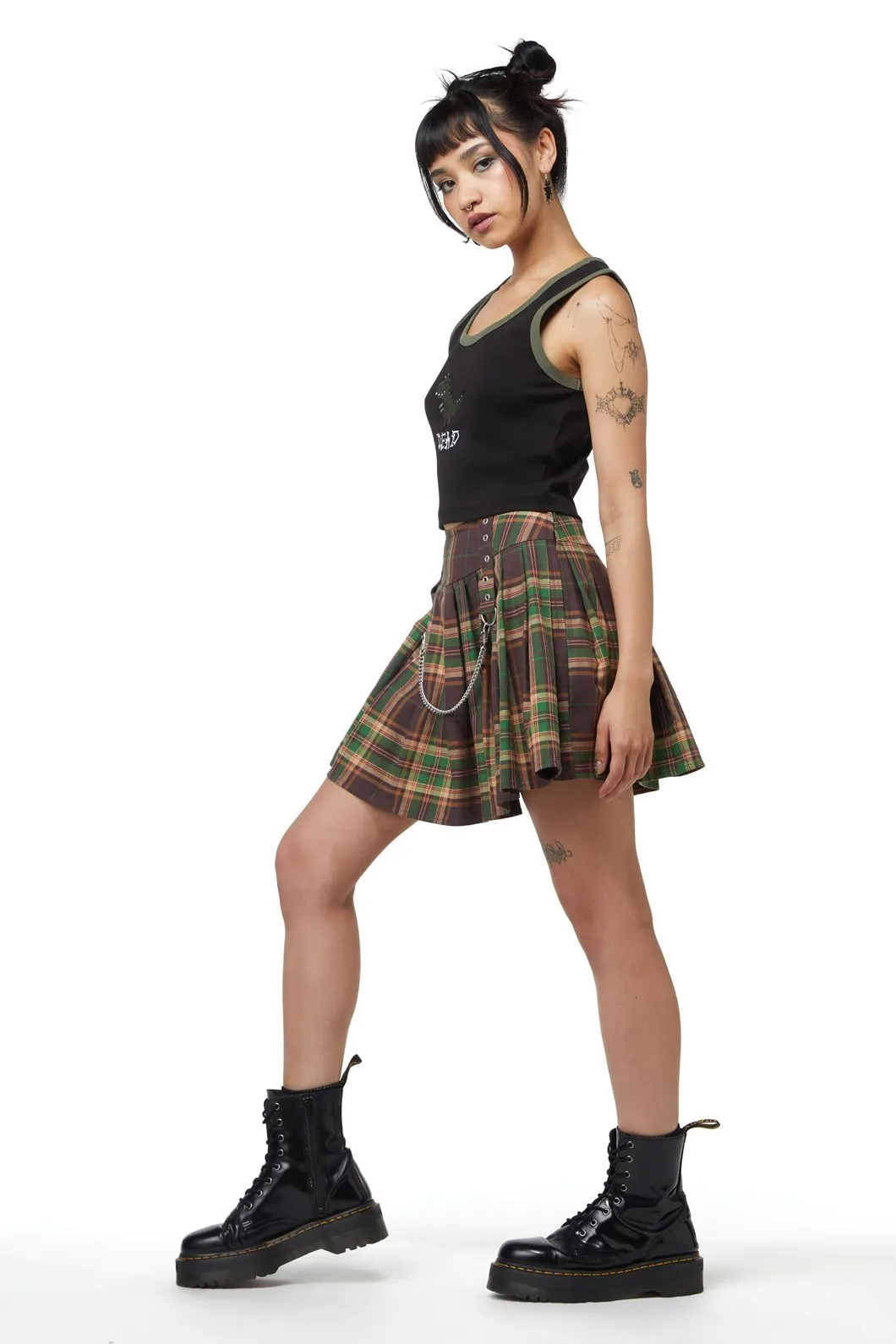 Triassic Tartan Pleated Skirt