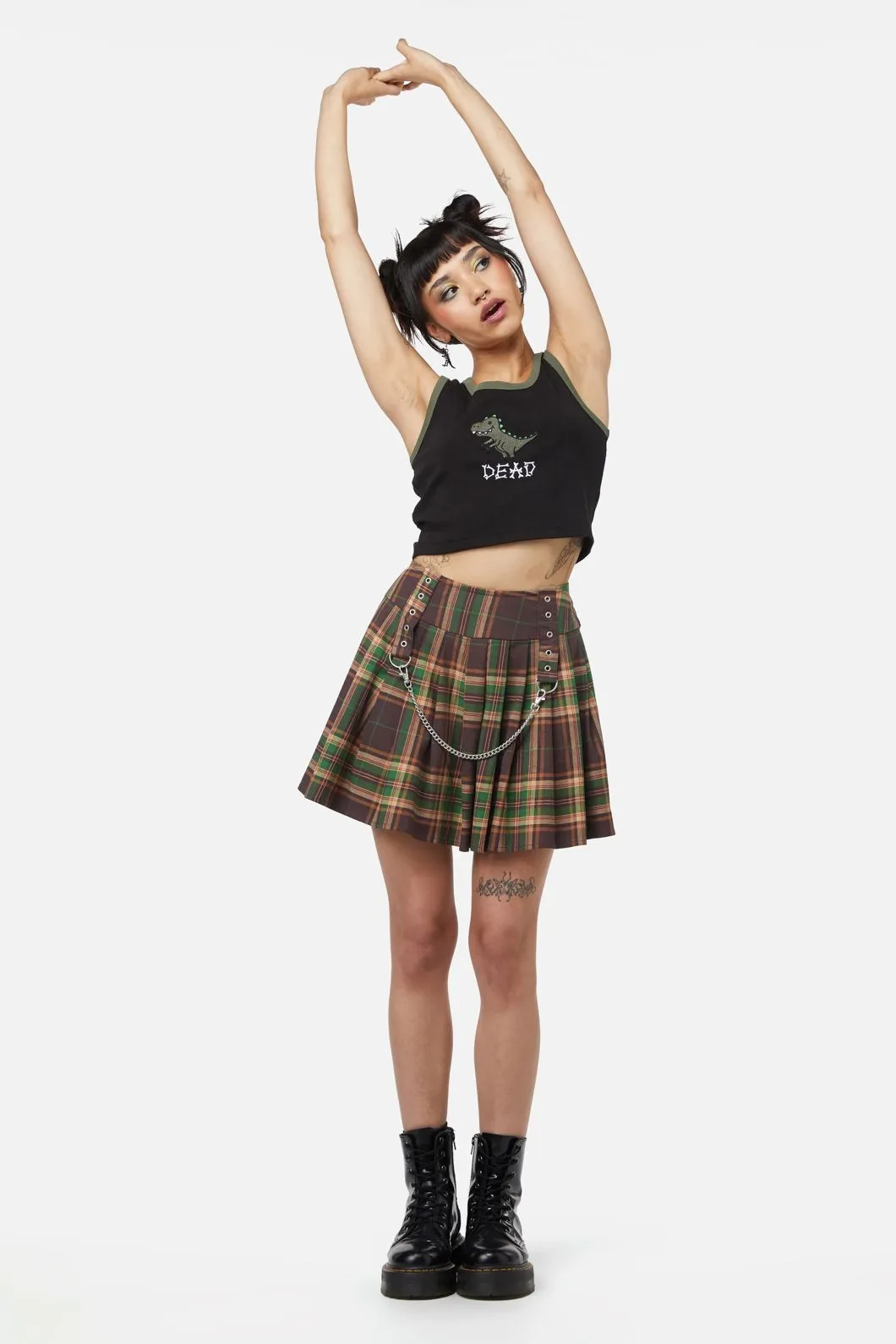 Triassic Tartan Pleated Skirt