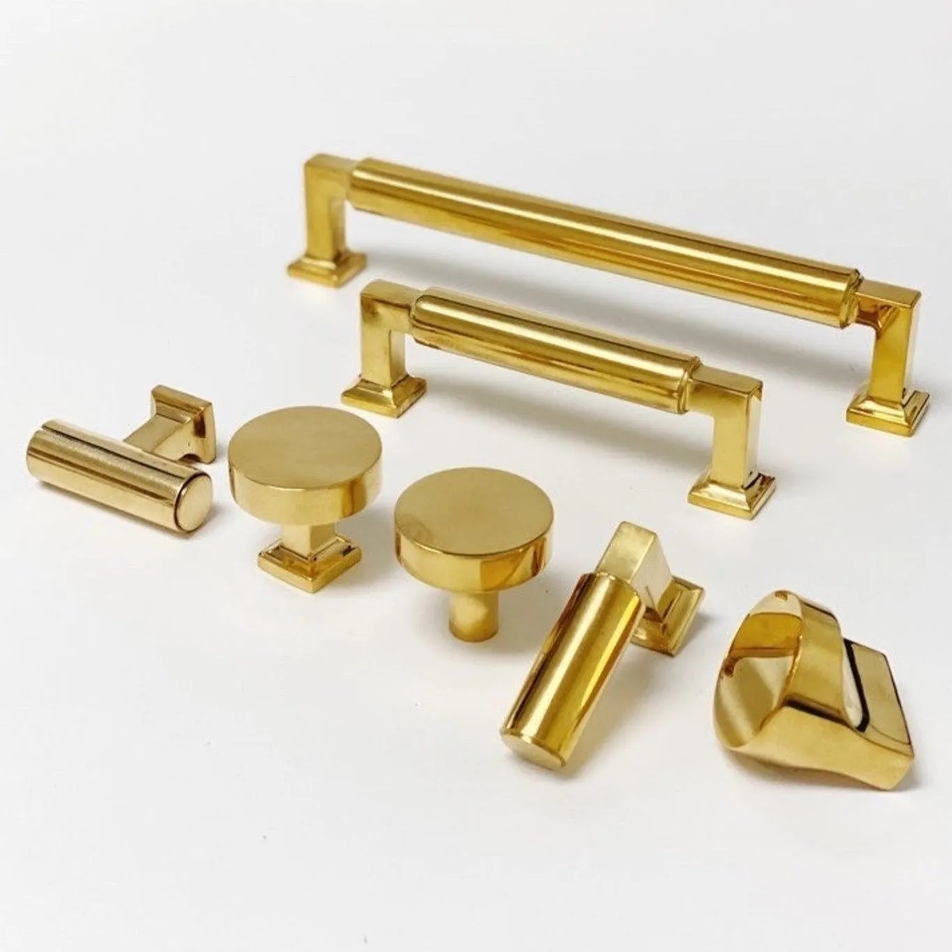 Unlacquered Brass "Neal" Cabinet Knobs and Pulls Cabinet Hardware