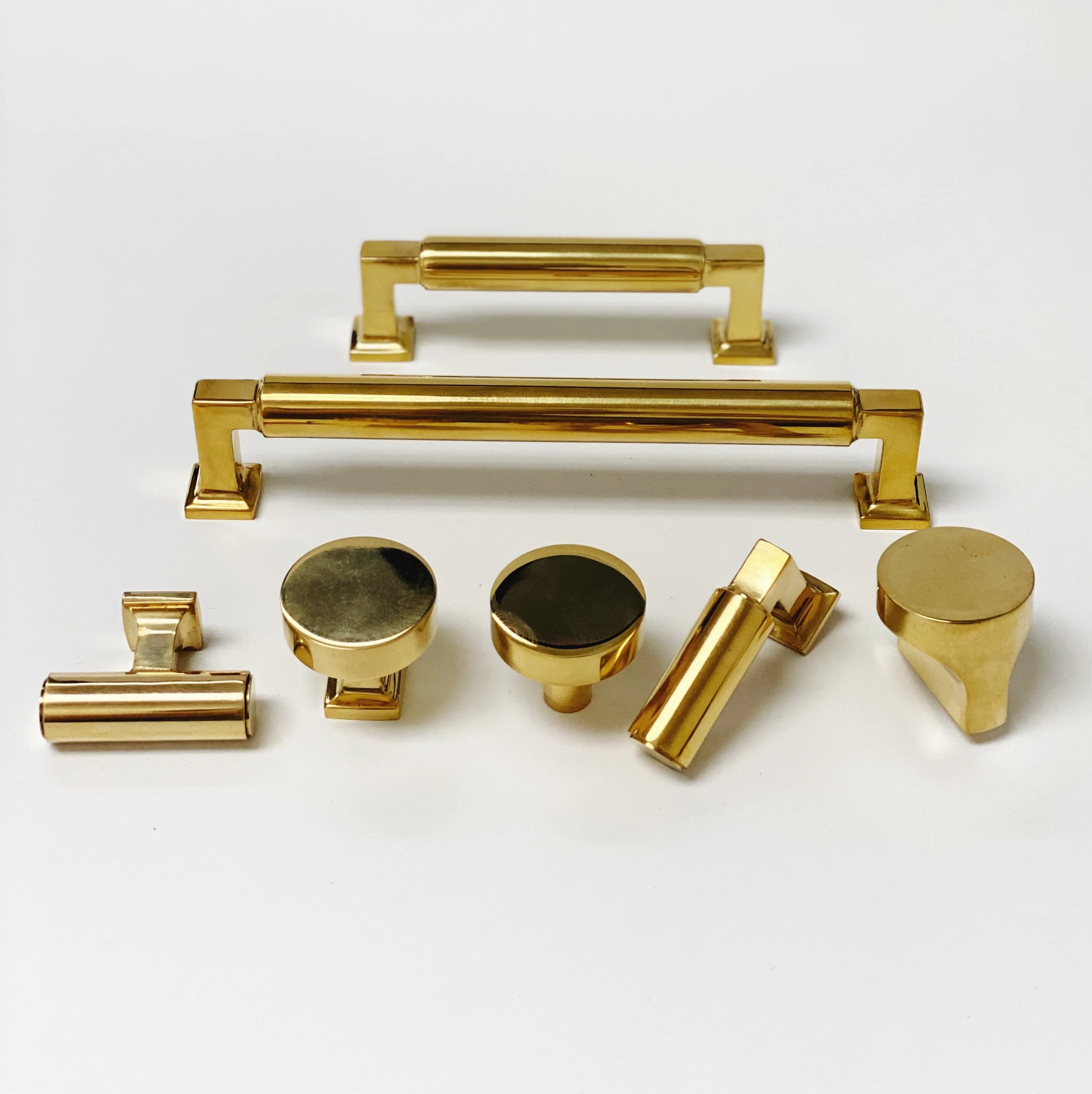 Unlacquered Brass "Neal" Cabinet Knobs and Pulls Cabinet Hardware