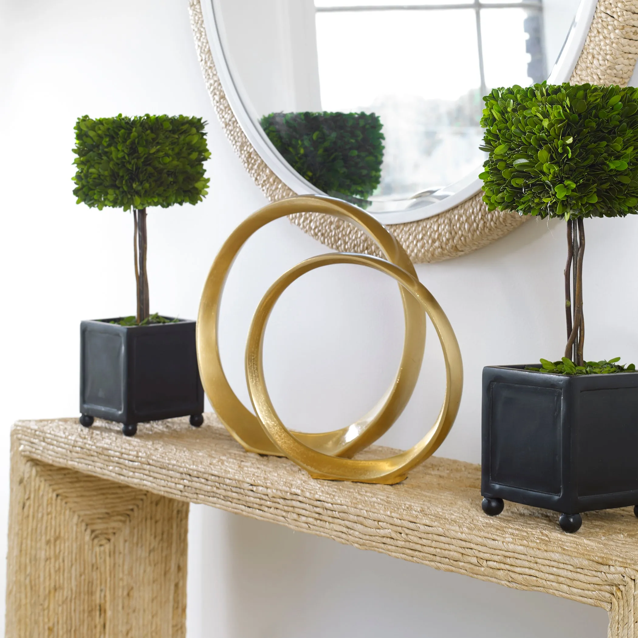 Uttermost Preserved Boxwood Square Topiaries, S/2