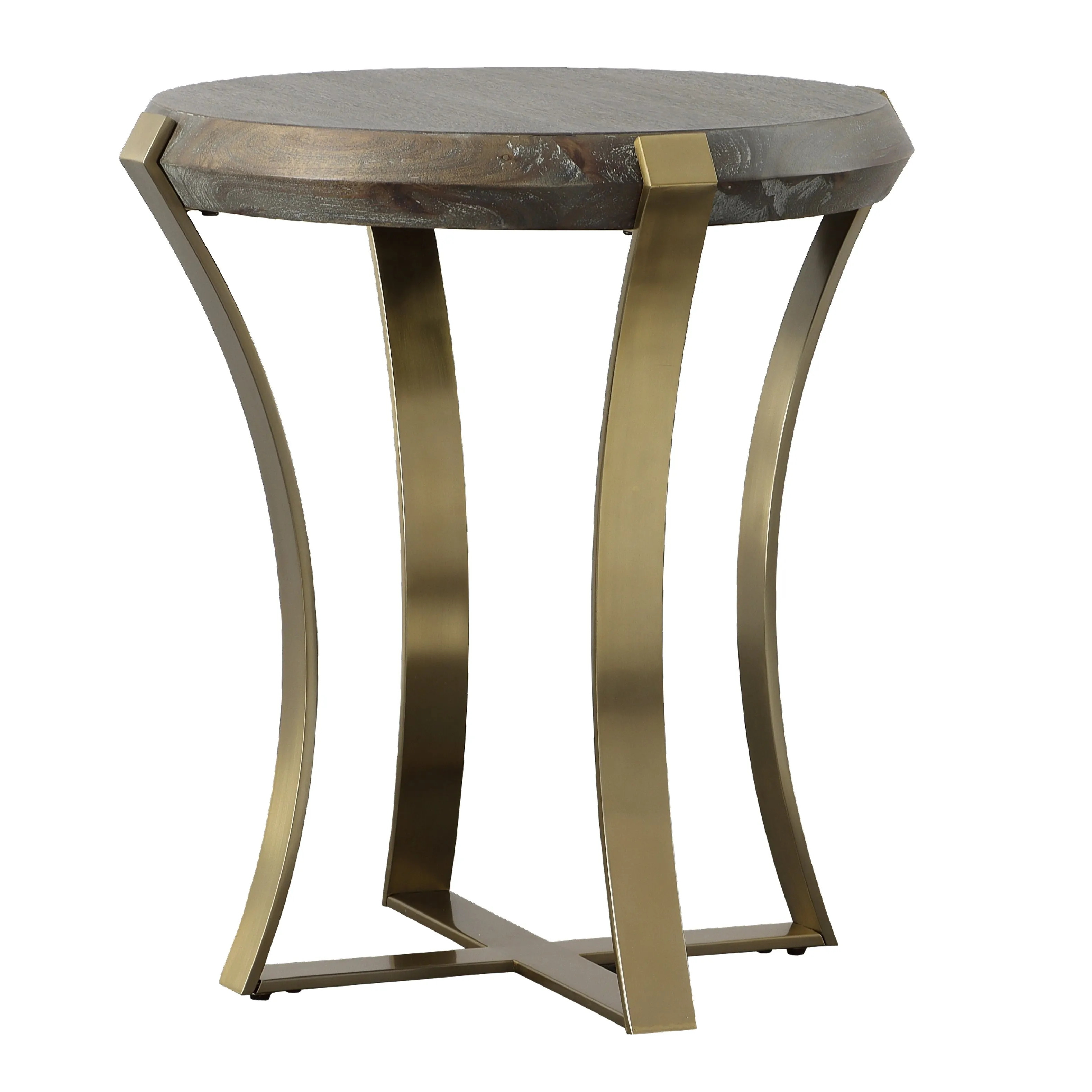 Uttermost Unite Brass Leg Wood Side Table