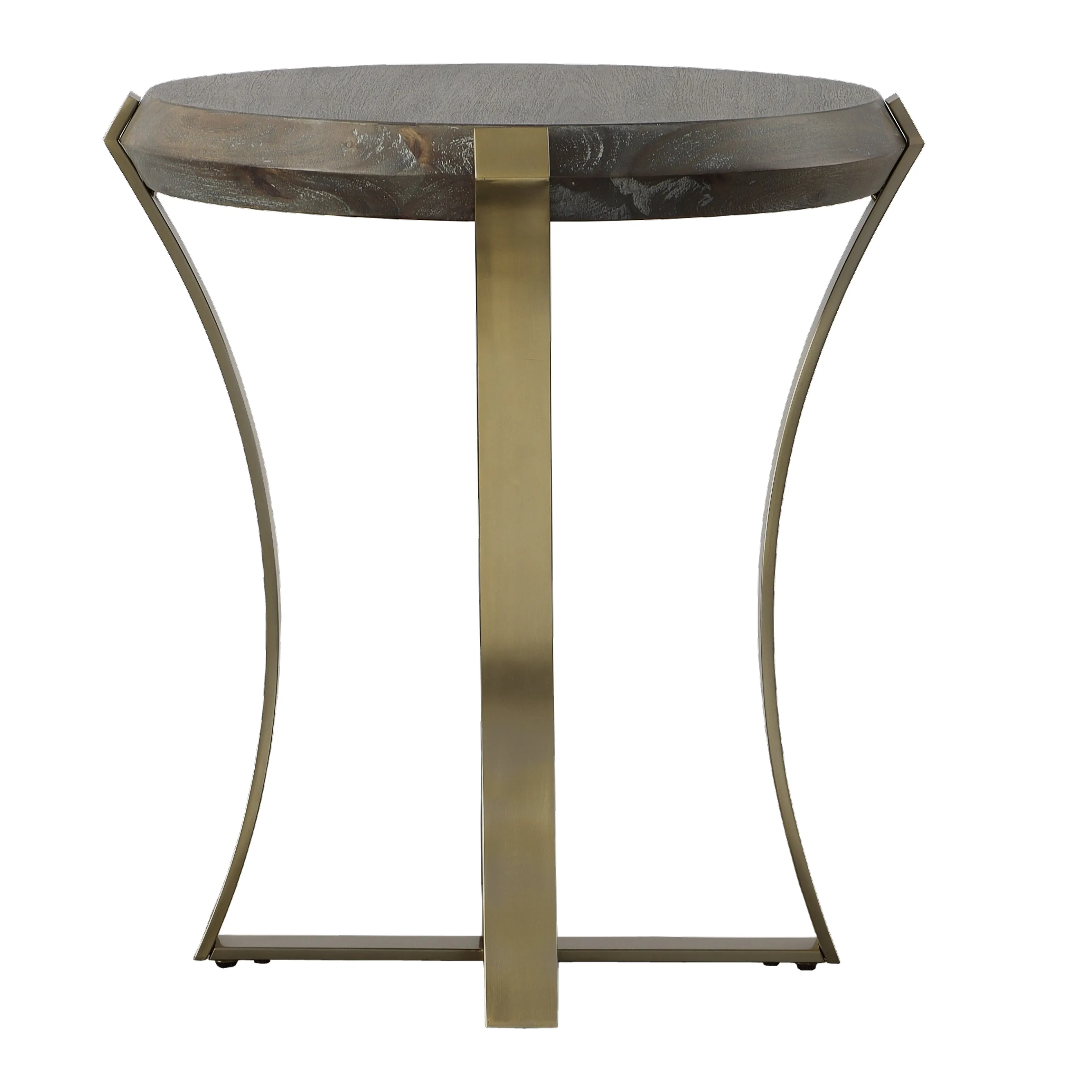 Uttermost Unite Brass Leg Wood Side Table