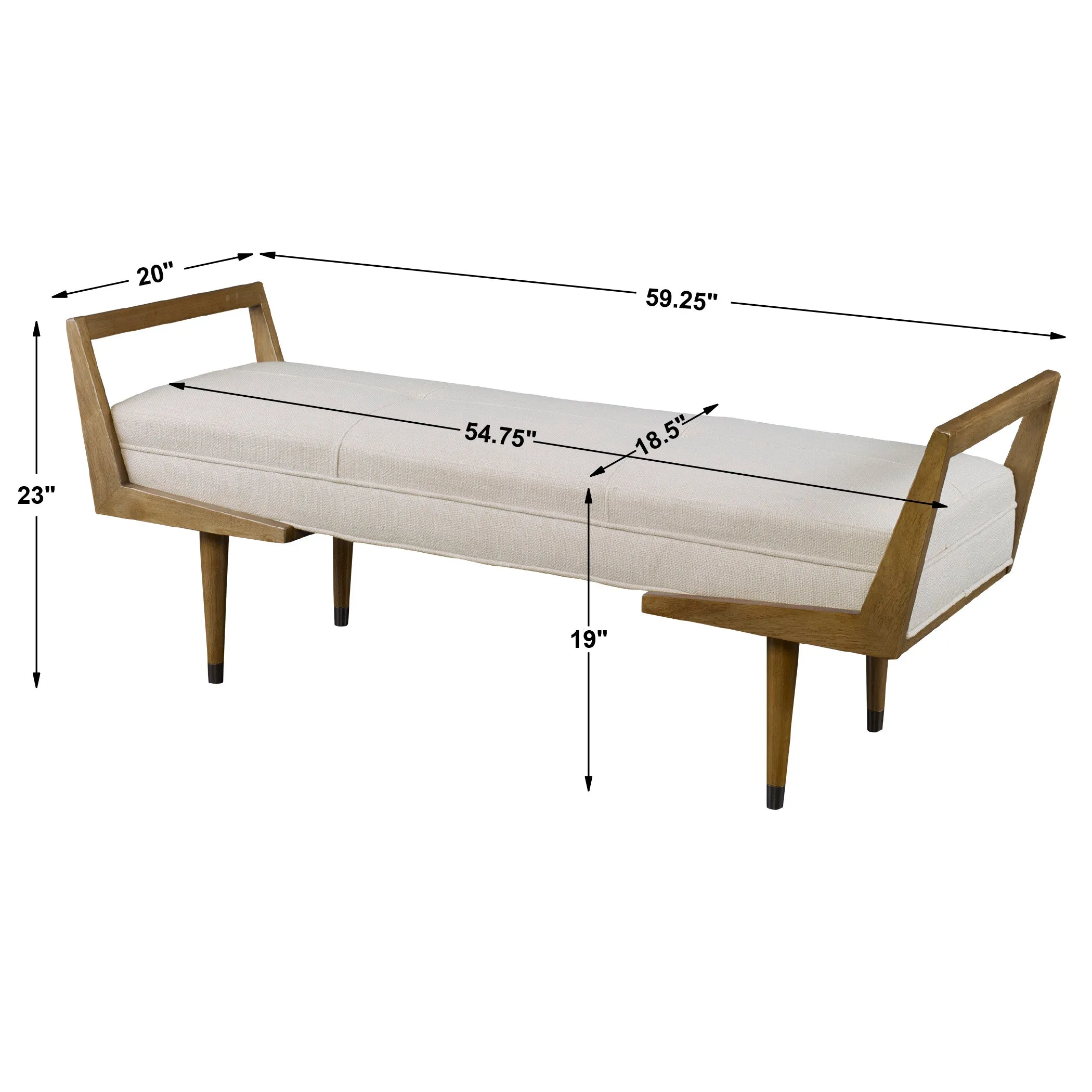 Uttermost Waylon Modern Ivory Bench