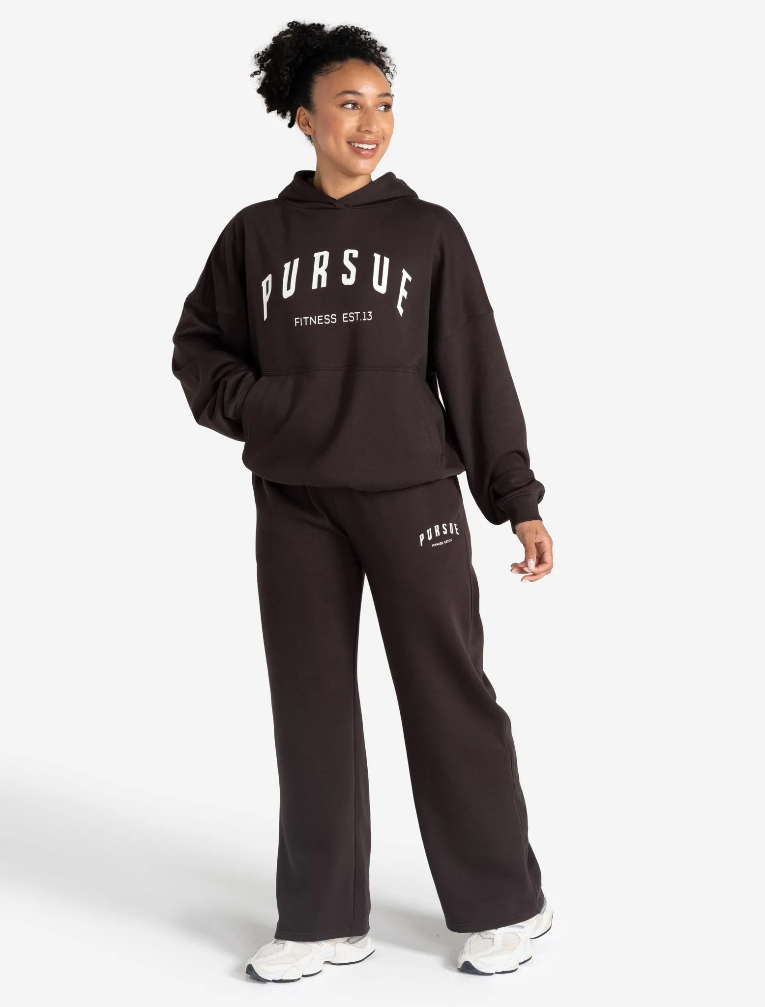 Varsity Wide Leg Joggers - Espresso