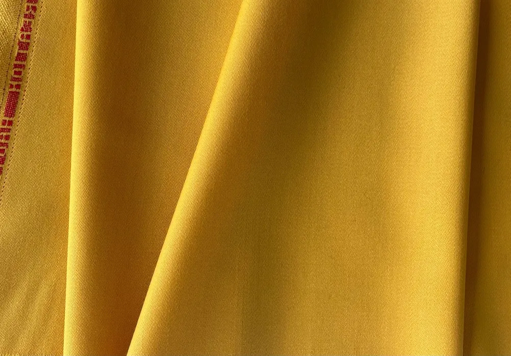 Vivid Mango Yellow Stretch Wool Twill (Made in Italy)