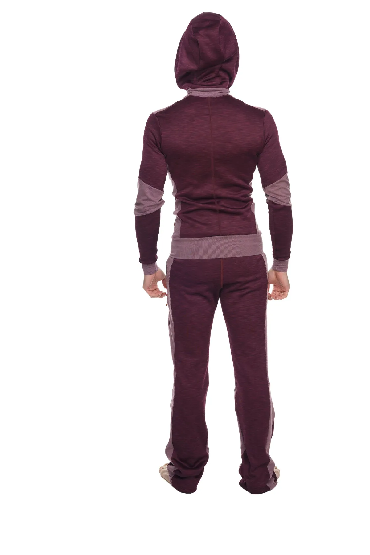 **Winter Collection** HEAVY-Weight Performance-Luxe-Fleece Form-fit Crossover Yoga Track Hoodie (Plum Purple)