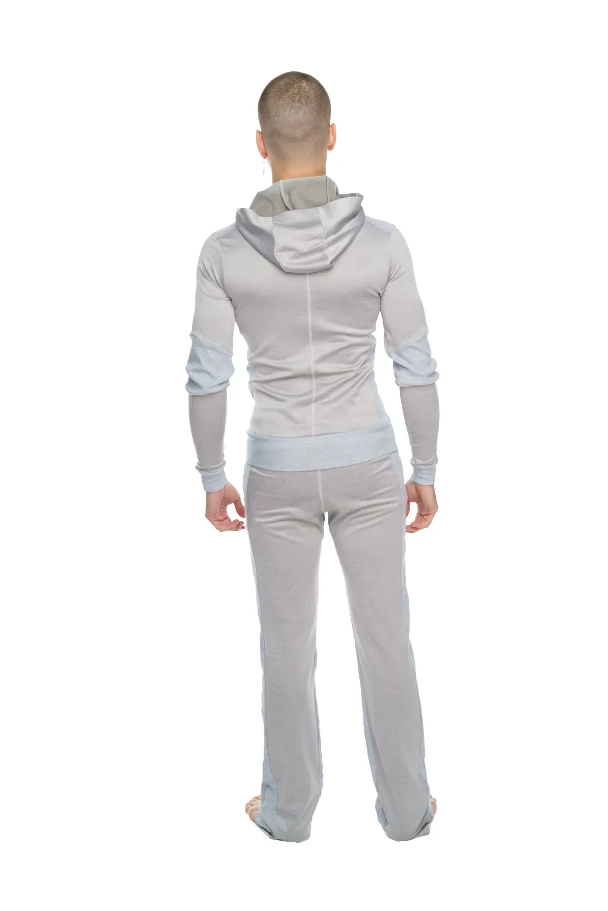 **Winter Collection** Mid-Weight Performance-Luxe-Fleece Form-fit Crossover Yoga Track Hoodie (Stainless Steel Grey)