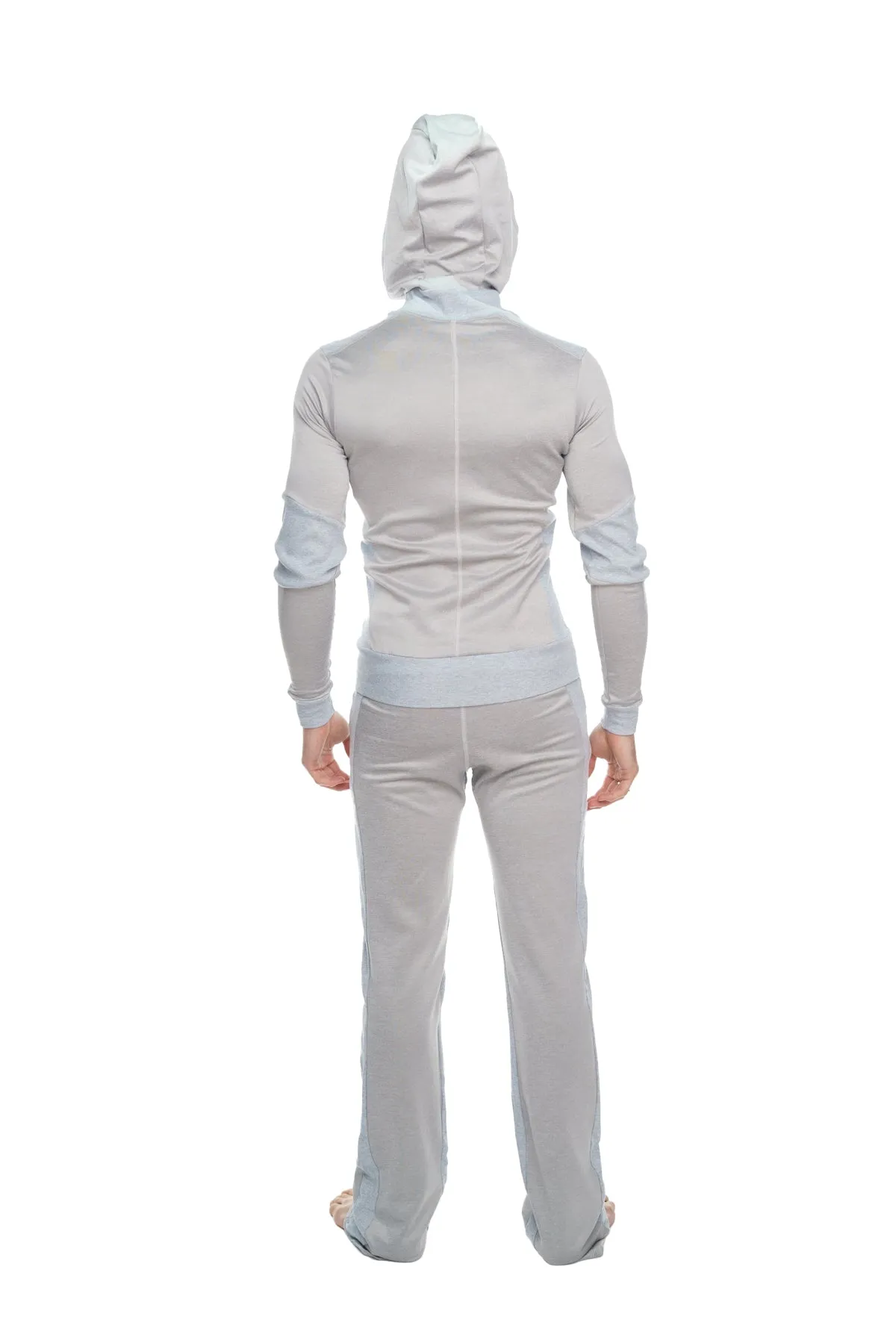 **Winter Collection** Mid-Weight Performance-Luxe-Fleece Form-fit Crossover Yoga Track Hoodie (Stainless Steel Grey)