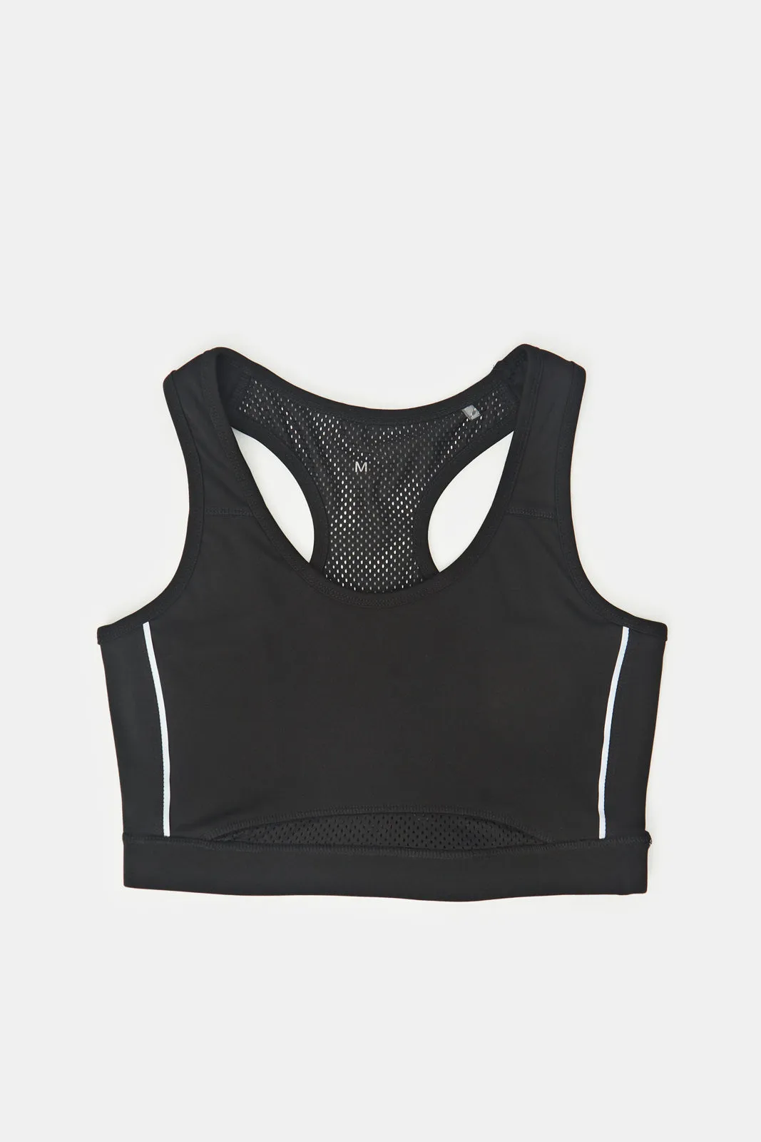 Women Black Sports Bra With Reflector