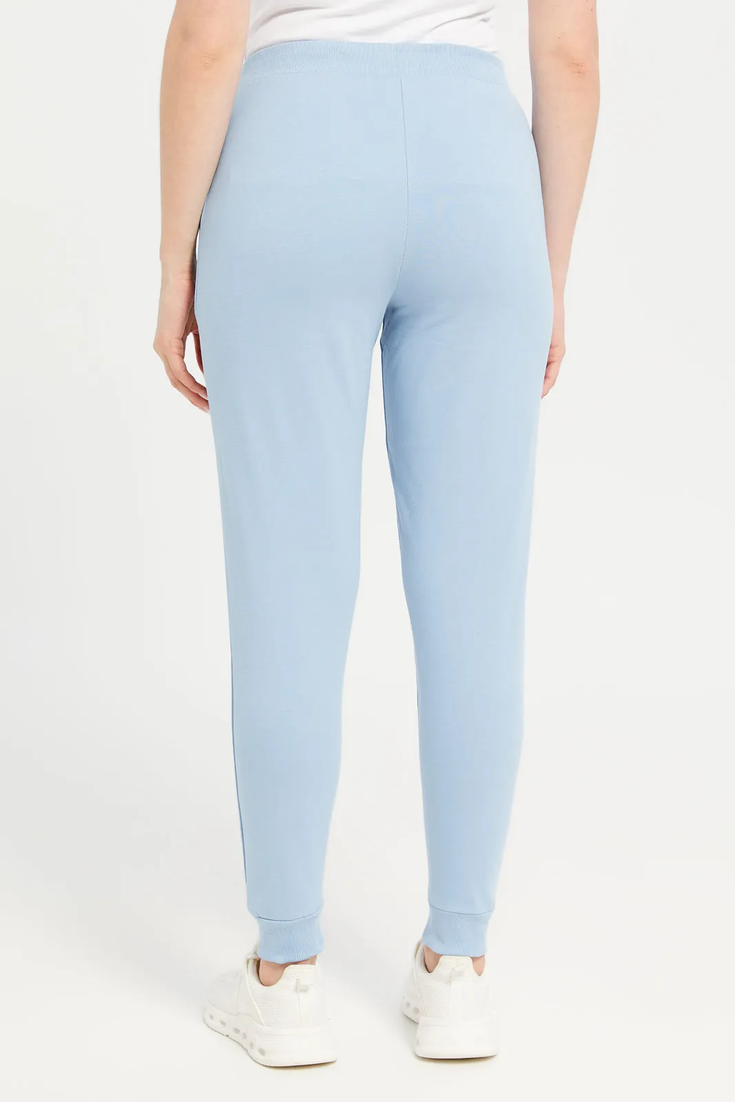 Women Blue Plain Elasticated  Joggers