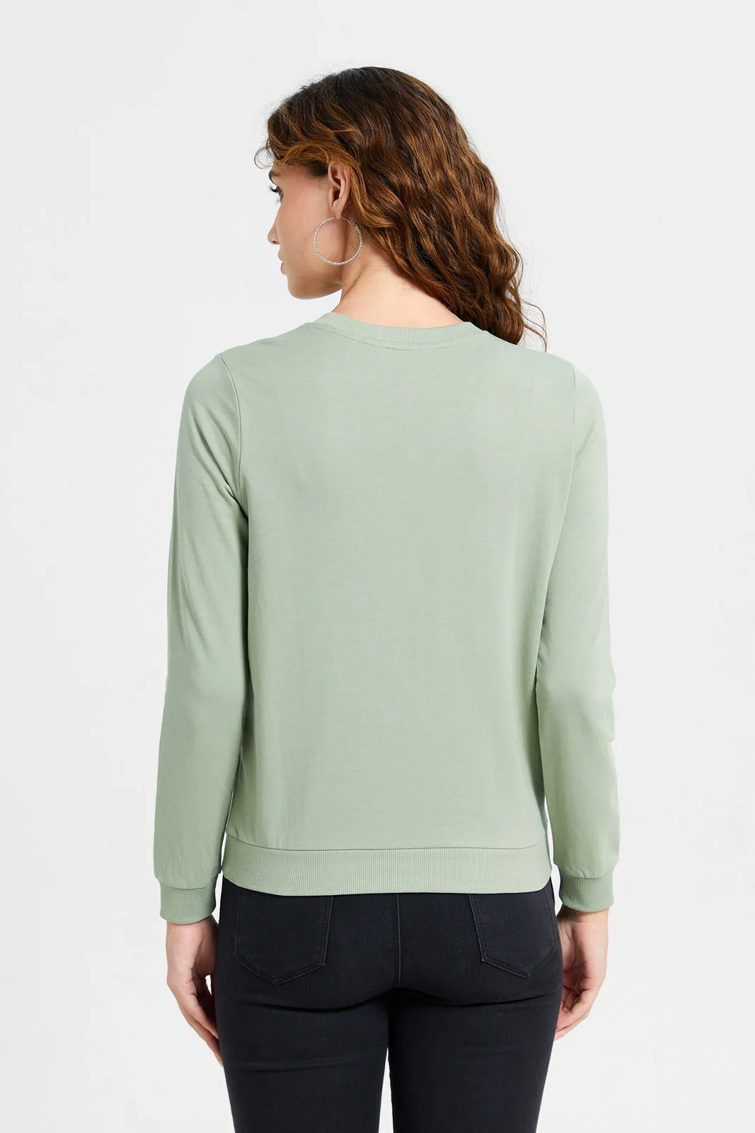 Women Green Brooklyn Bridge Sweatshirt