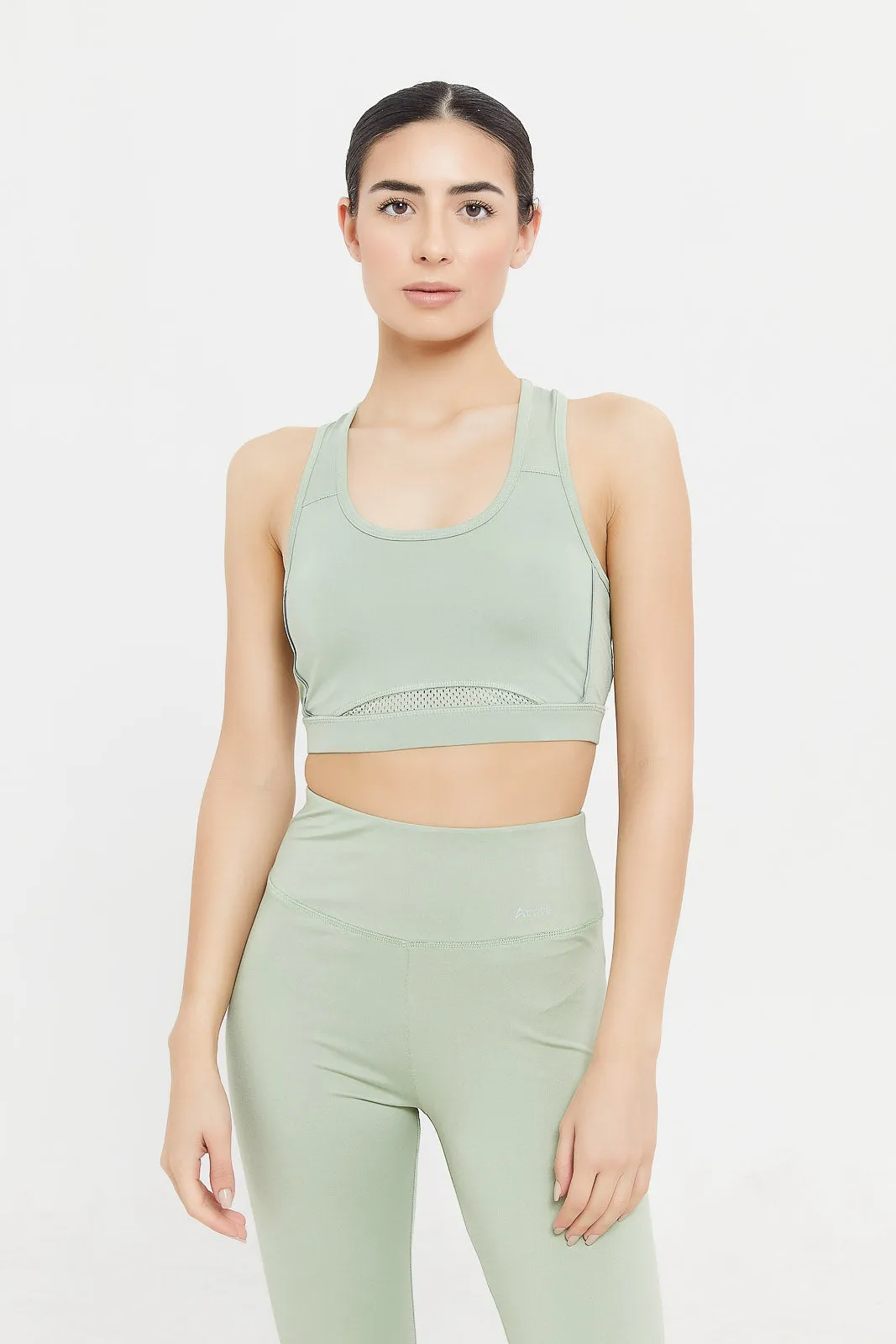 Women Mint Plain Sports Bra