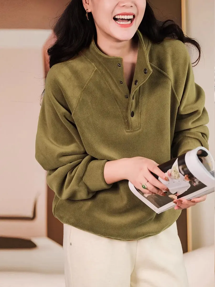 Women Solid  Thicken Sweatshirt