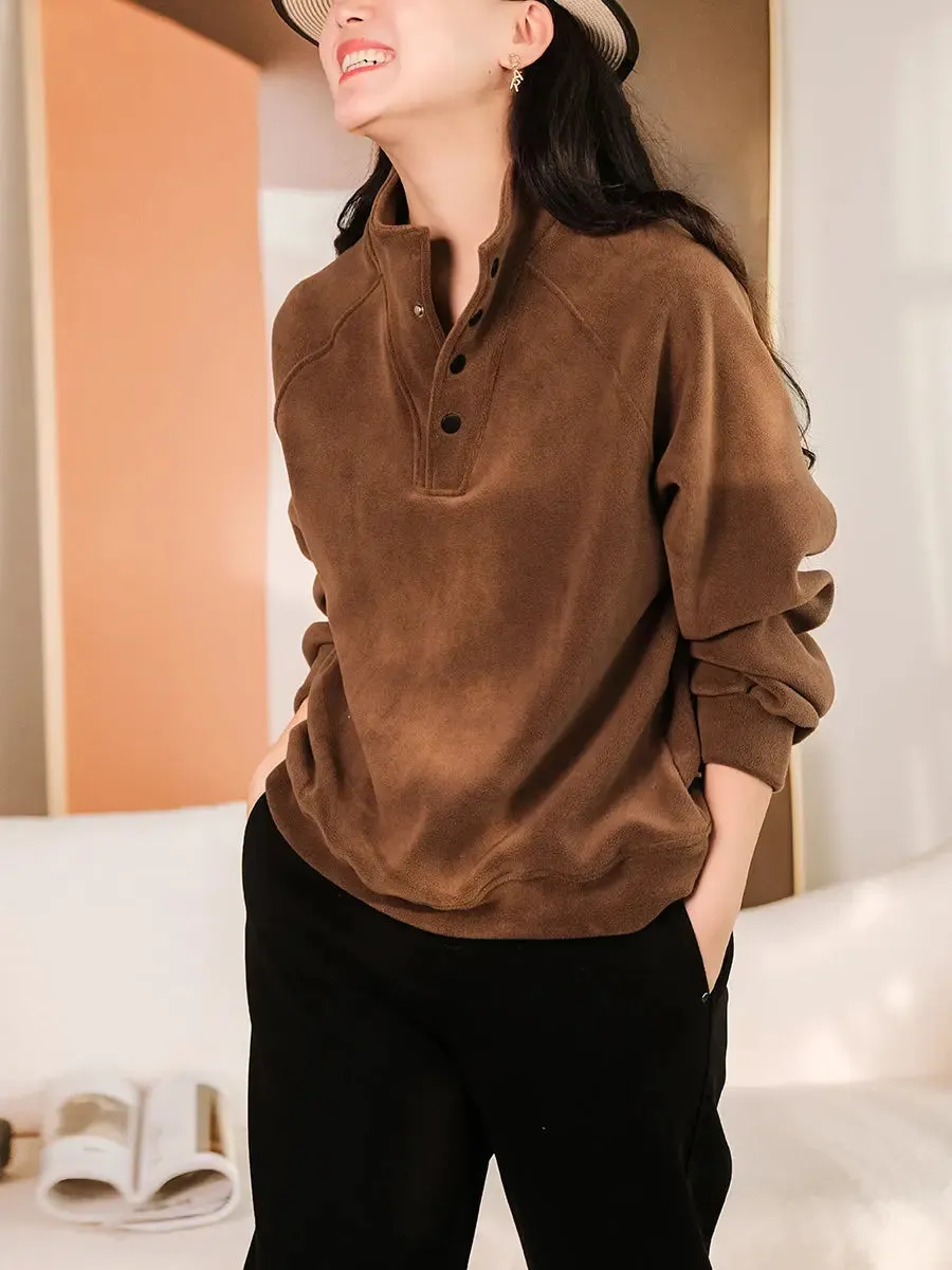 Women Solid  Thicken Sweatshirt