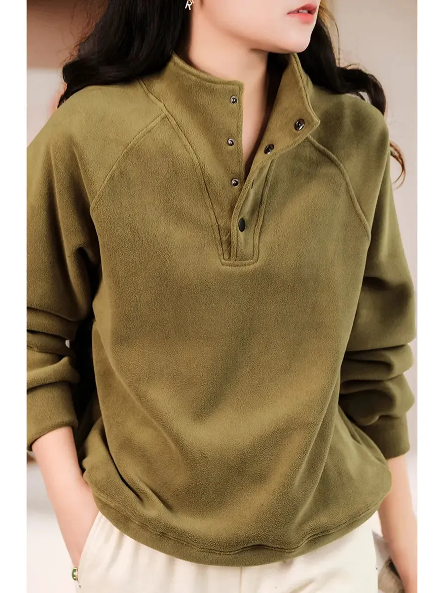 Women Solid  Thicken Sweatshirt