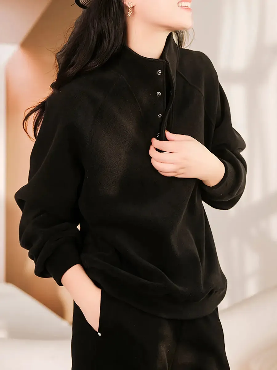 Women Solid  Thicken Sweatshirt