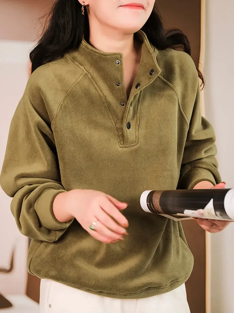 Women Solid  Thicken Sweatshirt