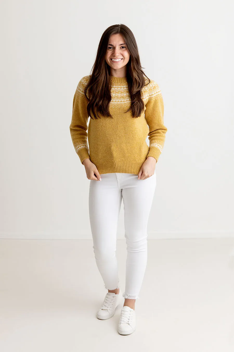 Womens Aviemore Yoke Fair Isle Jumper - Yellow