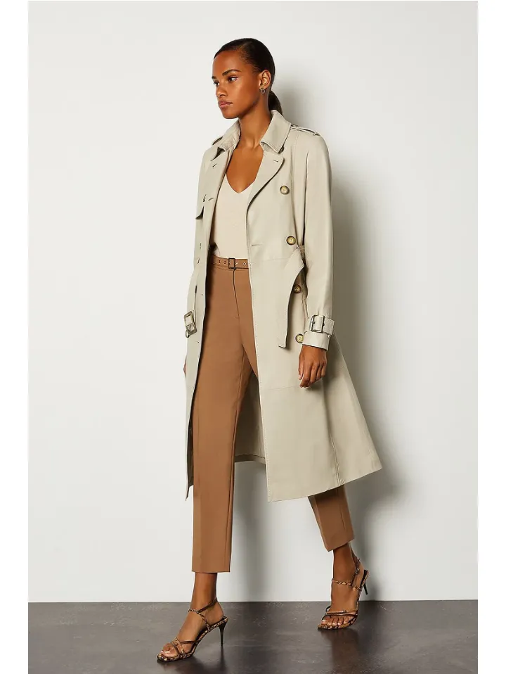 Women’s Beige Sheepskin Leather Trench Coat