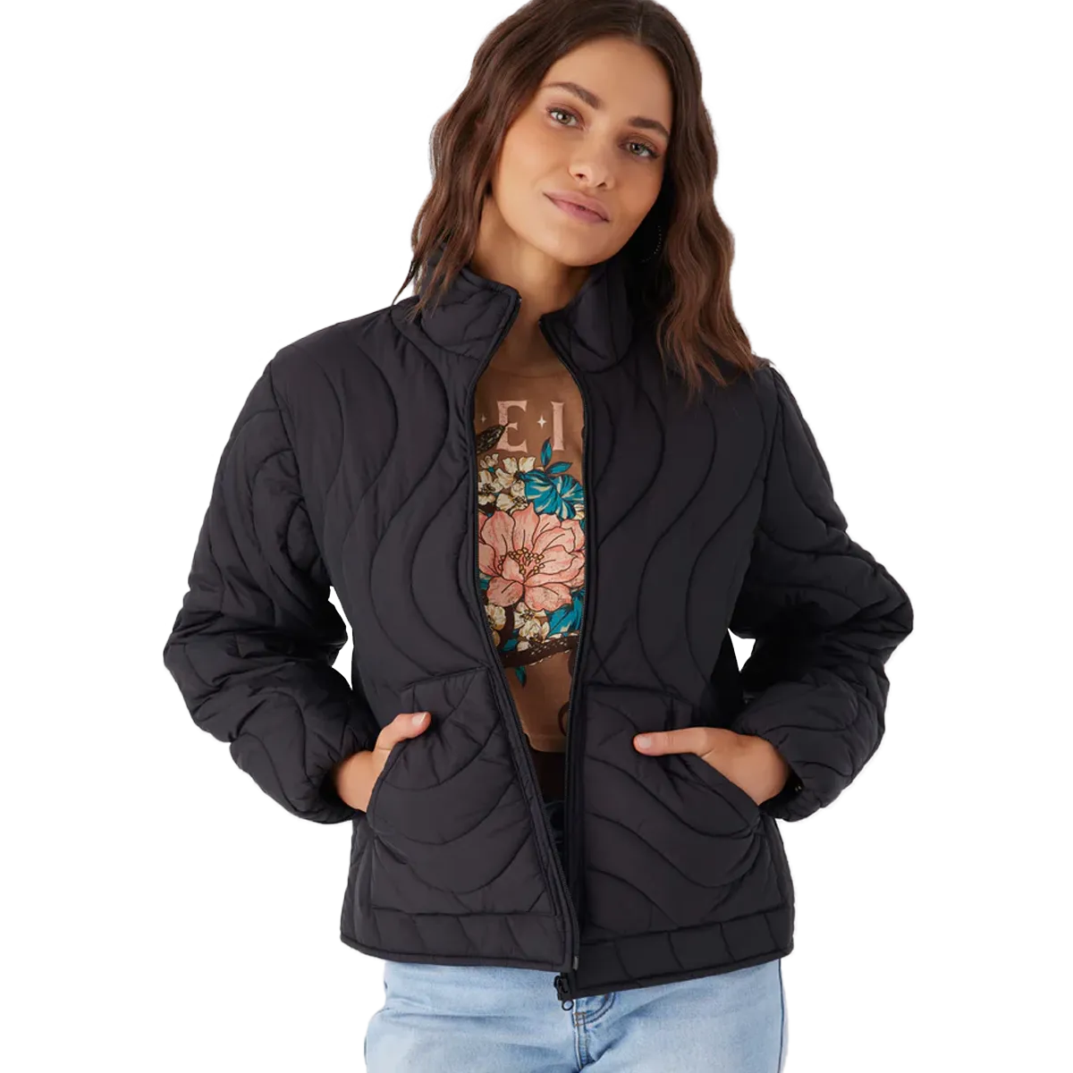 Women's Eden Nylon Wave Quilted Zip Jacket