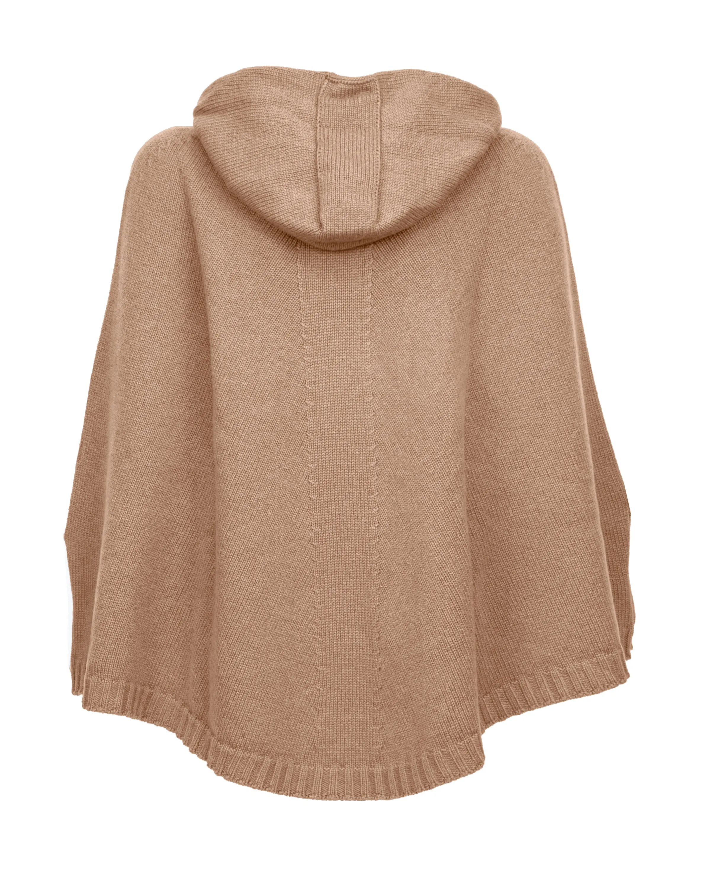 Womens's Pure Cashmere Hoodie Poncho Camel