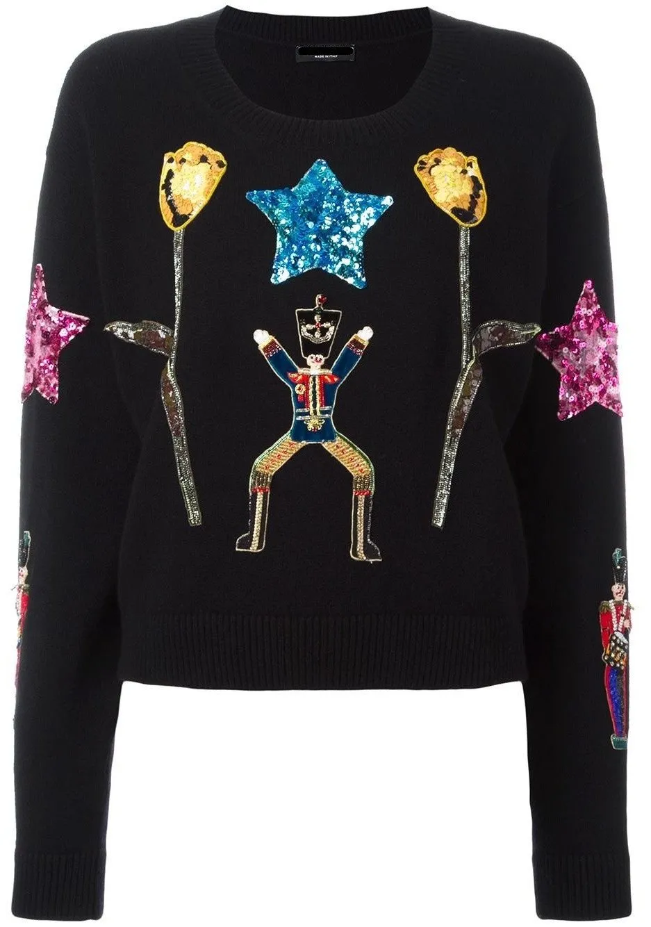 'Wonderland' Appliqué Jumper/Sweater-Black