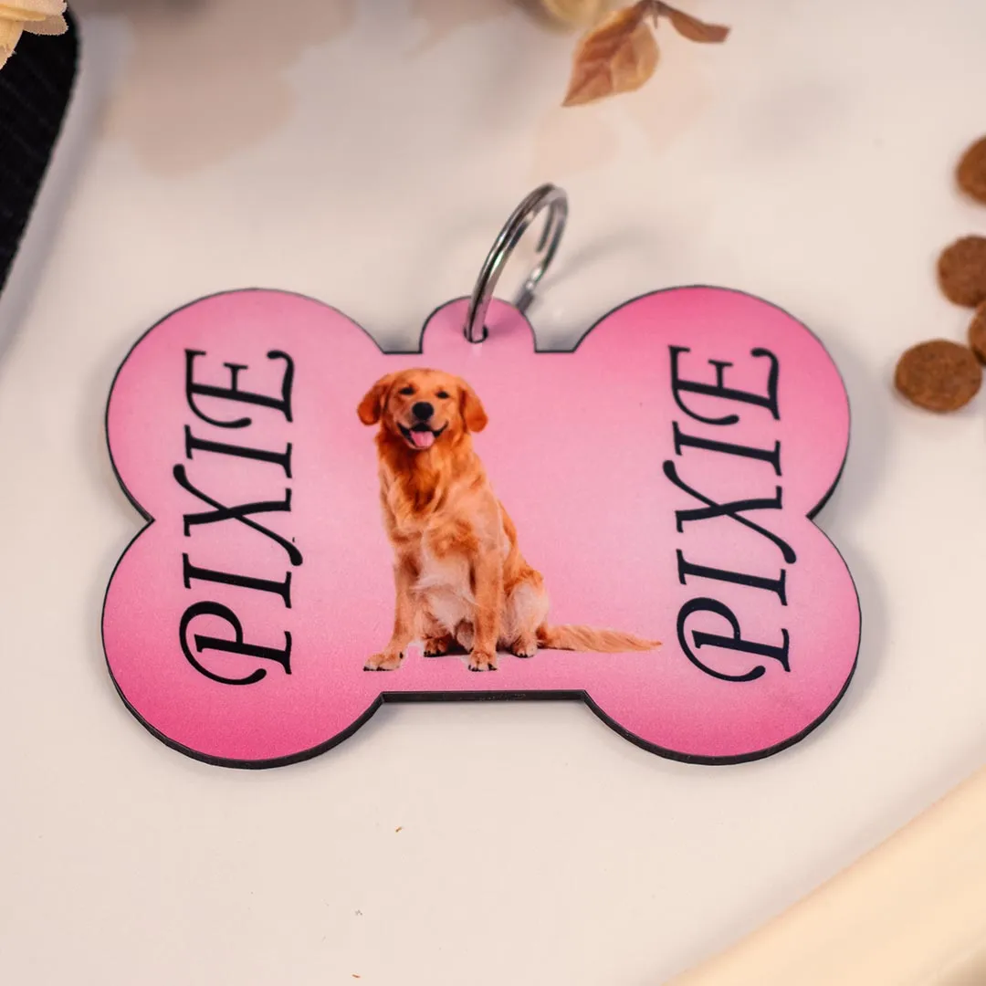 Wooden Dog Name Tag With Name & Photo