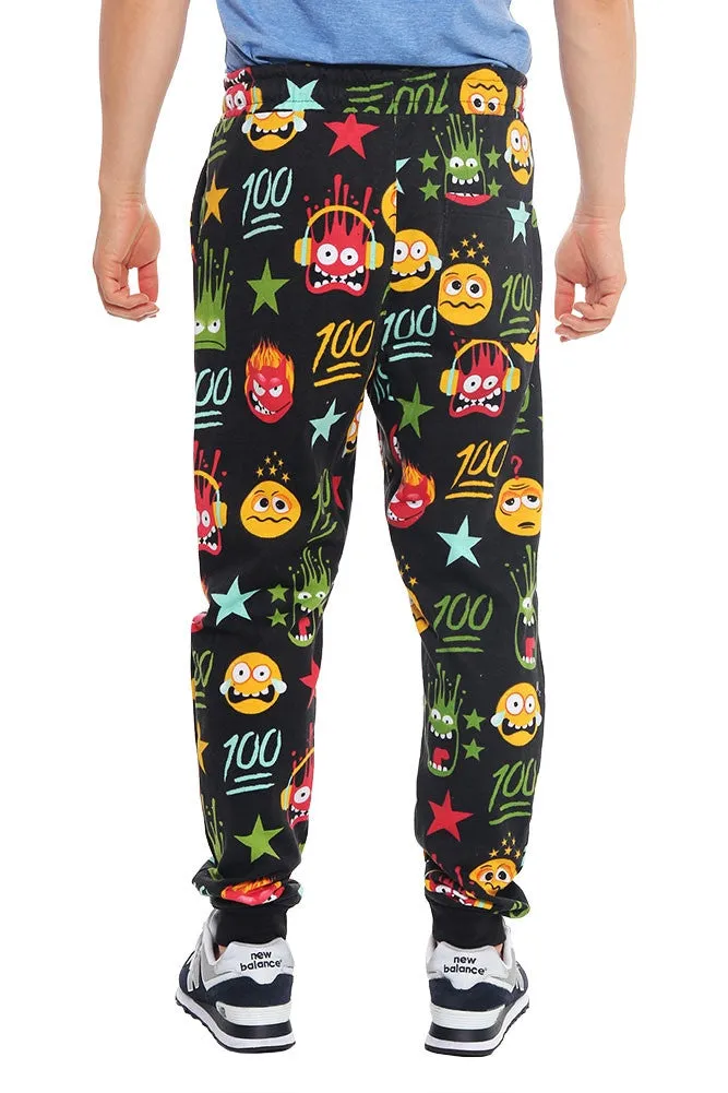 WTFLOL Emoji Print French Terry Jogger Pants