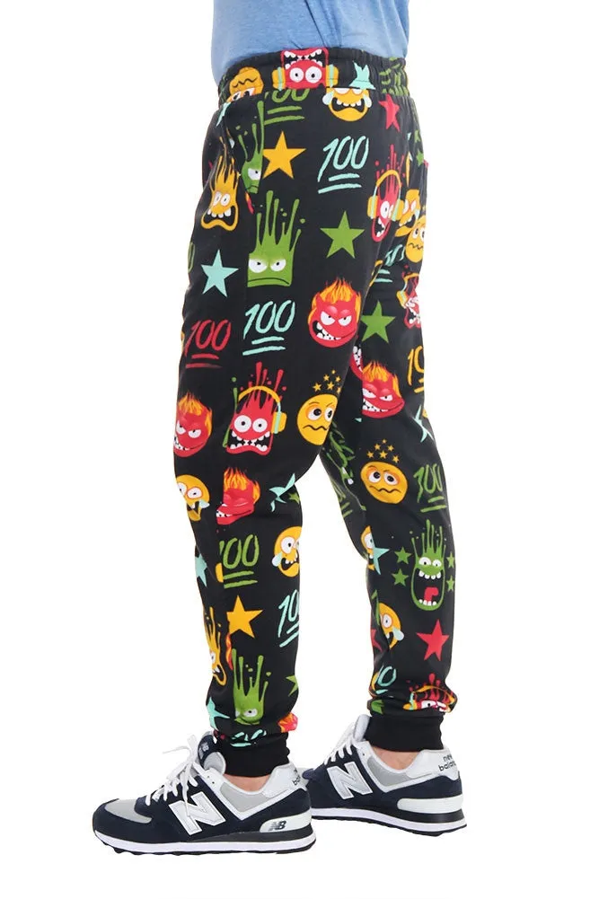 WTFLOL Emoji Print French Terry Jogger Pants