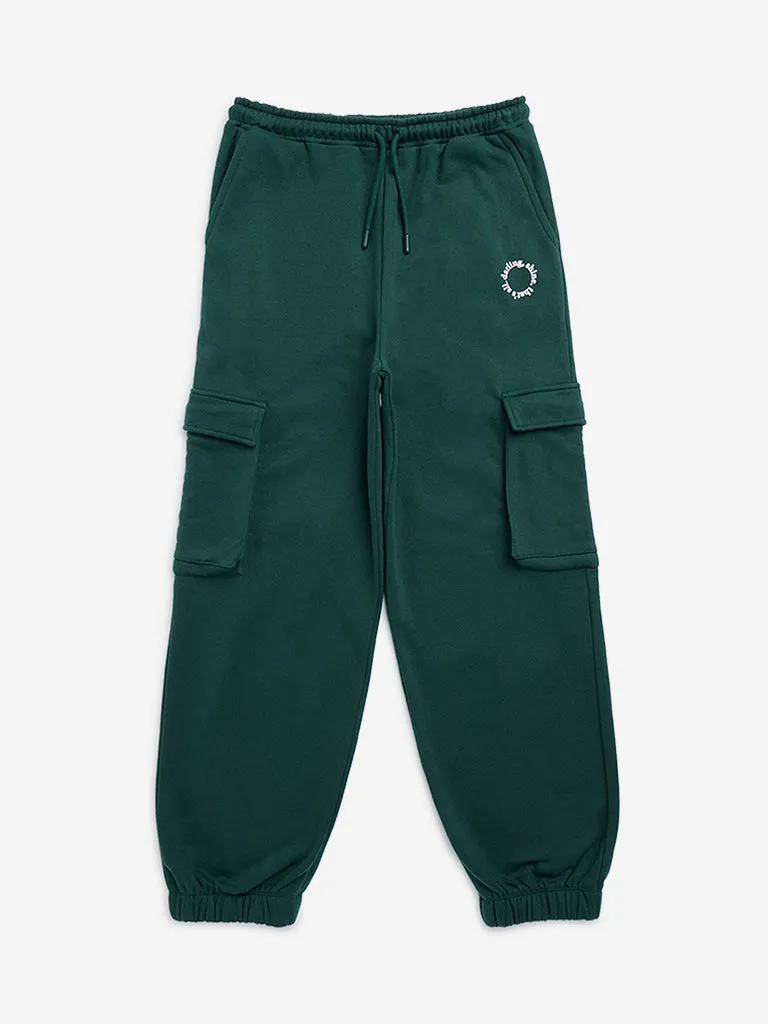 Y&F Kids Green Cargo-Style Mid-Rise Joggers